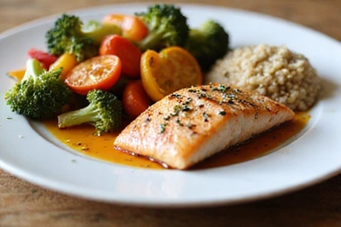 Assiette colorée avec des légumes et des protéines