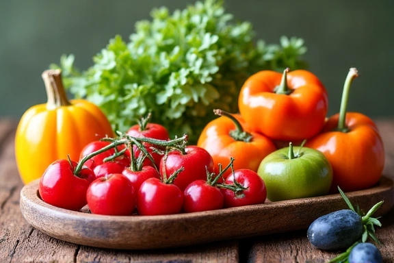 Assortiment de fruits et légumes frais dans un panier en osier
