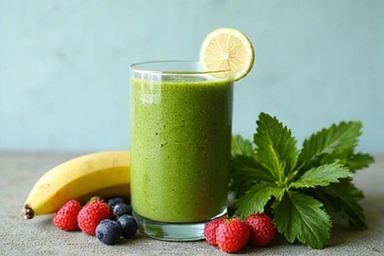 Smoothie vert frais avec des fruits