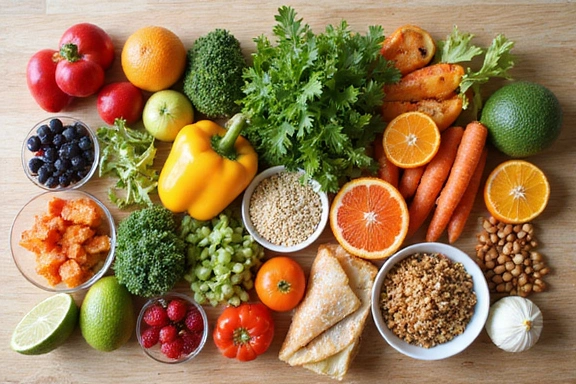 Visually appealing array of diverse, healthy food ingredients, suggesting variety and customization.